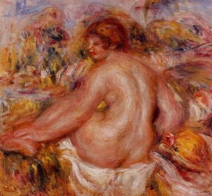 After Bathing, Seated Female Nude by Oil Painting Reproduction