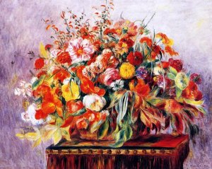 Basket of Flowers by Oil Painting Reproduction