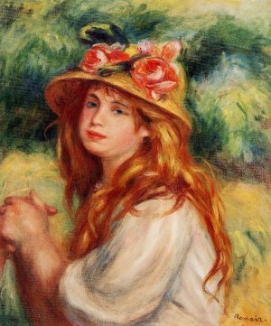 Blond in a Straw Hat also known as Seated Girl by Oil Painting Reproduction