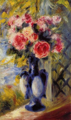 Bouquet of Roses in a Blue Vase by Oil Painting Reproduction