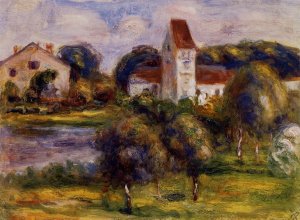 Breton Landscape - Church and Orchard by Oil Painting Reproduction