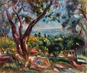 Cagnes Landscape with Woman and Child by Oil Painting Reproduction