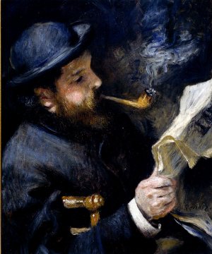 Claude Monet Reading a Newspaper by Oil Painting Reproduction