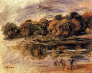 Fishermen by a Lake by Oil Painting Reproduction