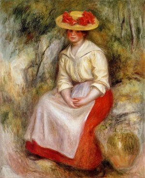 Gabrielle in a Straw Hat by Oil Painting Reproduction