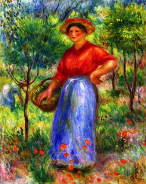 Girl with a Basket by Oil Painting Reproduction