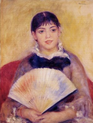 Girl with a Fan also known as Alphonsine Fournaise by Oil Painting Reproduction