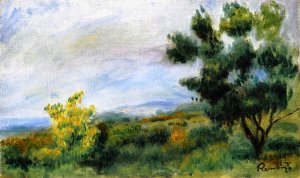 Landscape, Tree in the Foreground and the Sea in the Background by Oil Painting Reproduction