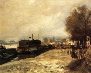 Laundry Boat by the Banks of the Seine, Near Paris by Oil Painting Reproduction