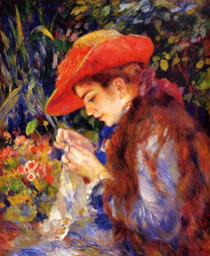 Mademoiselle Marie-Therese Durand-Ruel Sewing by Oil Painting Reproduction