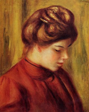 Profile of a Woman in a Red Blouse by Oil Painting Reproduction