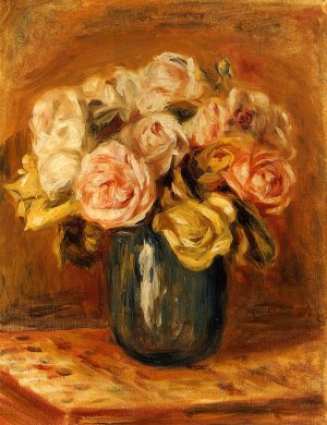 Roses in a Blue Vase by Oil Painting Reproduction