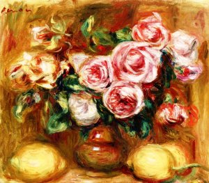 Still Life: Bouquet of Roses with Lemons by Oil Painting Reproduction