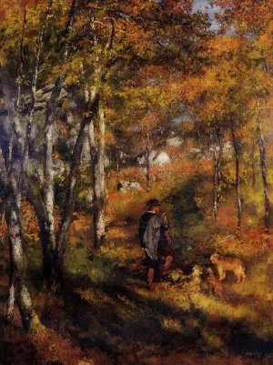 The Painter Jules Le Coeur Walking His Dogs in the Forest of Fontainebleau