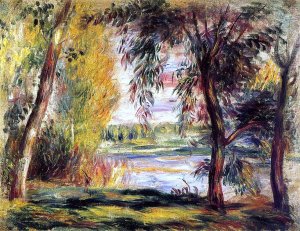 Trees by the Water by Oil Painting Reproduction