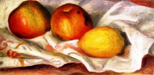 Two Apples and a Lemon by Oil Painting Reproduction