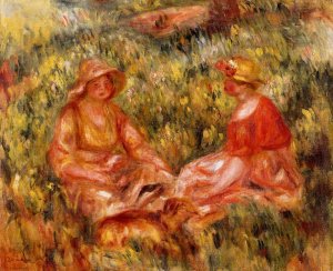 Two Women in the Grass by Oil Painting Reproduction