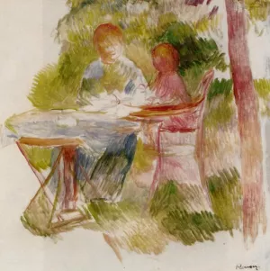 Woman and Child in a Garden Sketch