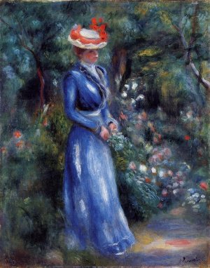 Woman in a Blue Dress by Oil Painting Reproduction