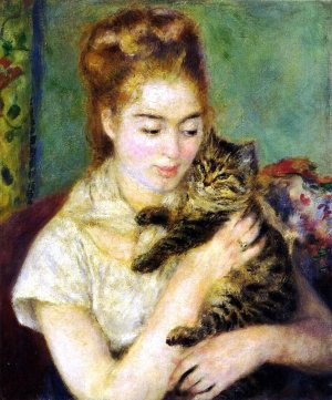 Woman with a Cat by Oil Painting Reproduction