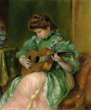 Woman with a Guitar by Oil Painting Reproduction