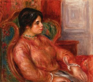 Woman with Green Chair by Oil Painting Reproduction