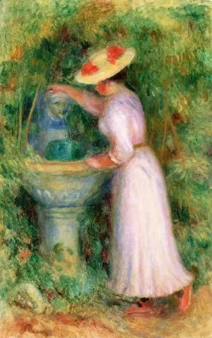 Young Girl by a Fountain