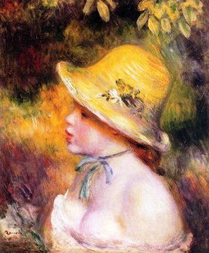 Young Girl in a Straw Hat 3 by Oil Painting Reproduction