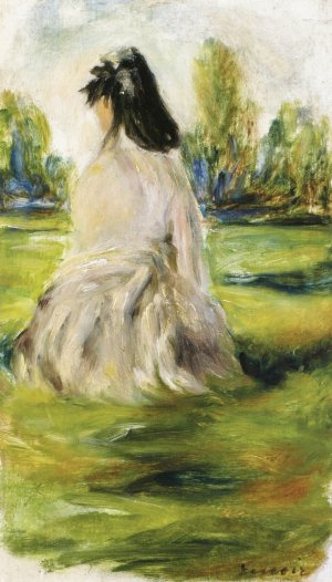 Young Woman Seated in the Countryside by Oil Painting Reproduction