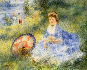 Young Woman with a Japanese Umbrella by Oil Painting Reproduction